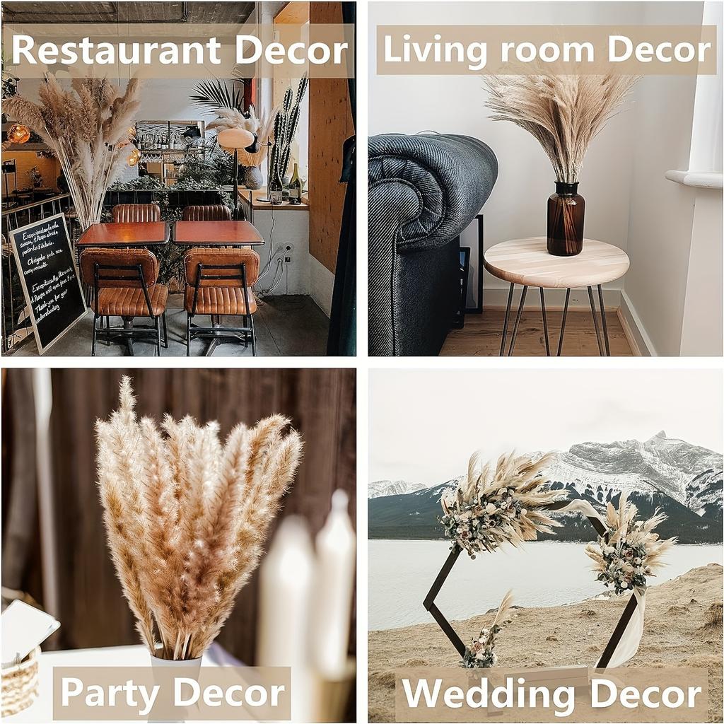 80Pieces Natural Dried Flowers Bouquet Home Decoration  Pampas Reeds Grass Rabbit Tails Bouquet Boho Home Arrangements