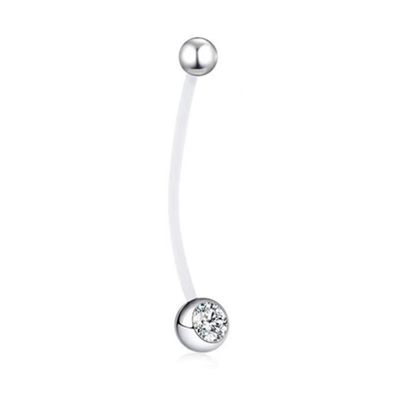 Acrylic Soft Bar Navel Ring for Pregnant Women - Steel Ball, Multi-color, Long Belly Button Piercing Ornament