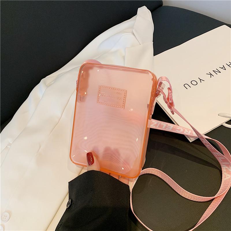 Fashionable PVC Messenger Bag Transparent Shoulder Bag Waterproof Square Bag Handbag Phone Bag Women Lipstick Key Storage Bag