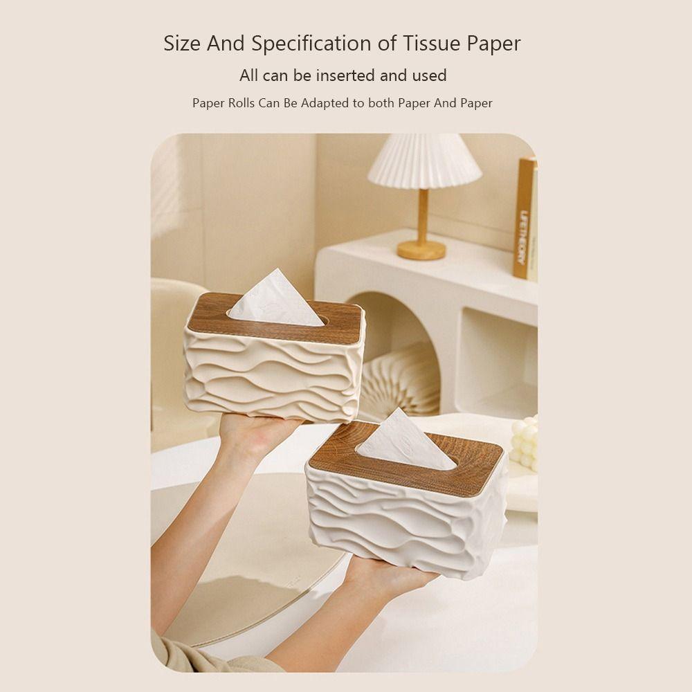 Durable Large Capacity Tissue Box Cover Dust-proof Wooden Lid Tissue Storage Box Creative Elegant Tissue Box Holder for Hotel