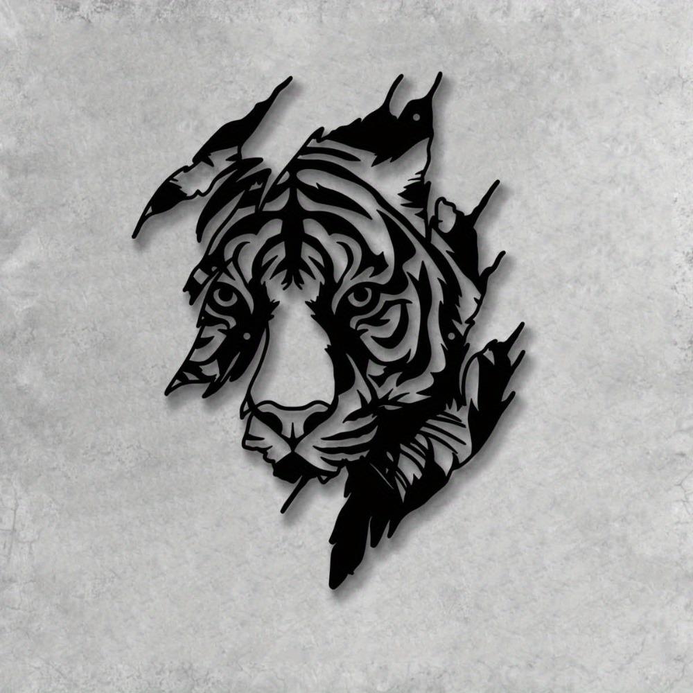 Metal Tiger Wall Sculpture Iron Animal Art Outdoor Indoor Decor for Living Room Yard Balcony Garden