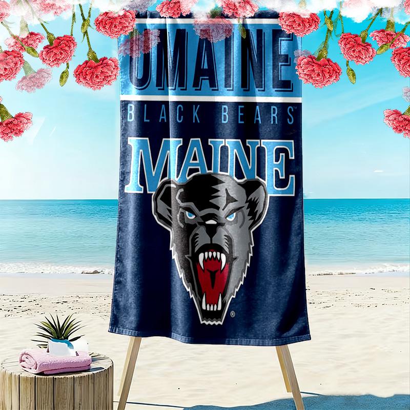 Asciugamano da Spiaggia Stampa Maine Black Bears, Asciugamano Grande Morbido Asciugatura Rapida per Spiaggia Campeggio Nuoto