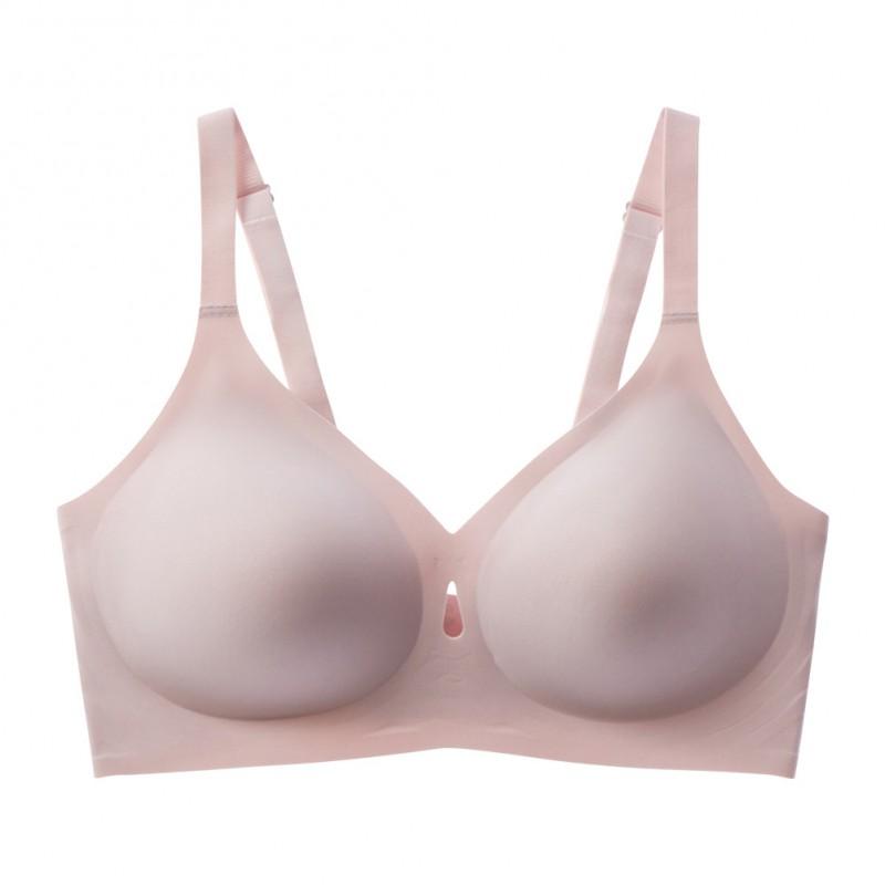 Womens Plus Size V-Neck Seamless U-Back Bra With Jelly Strap Full Cup Support Soft Padding Adjustable Detachable Straps