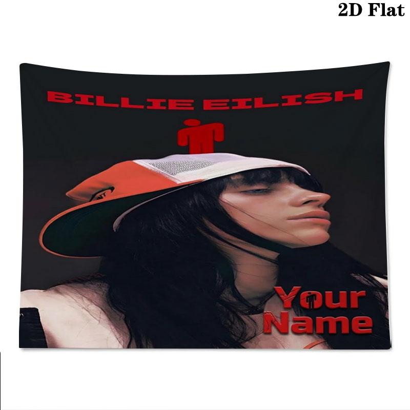 Arazzo da Parete con Nome Personalizzato Billie Eilish Appeso Estetico alla Parete Coperta in Tessuto Stampato Arazzi Decorativi per Camera da Letto Soggiorno Decorazioni per la Casa