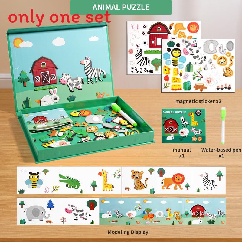 Wooden Childrens Puzzle With Magnetic Faces For Kids Ages 3 To 6 Educational Toy