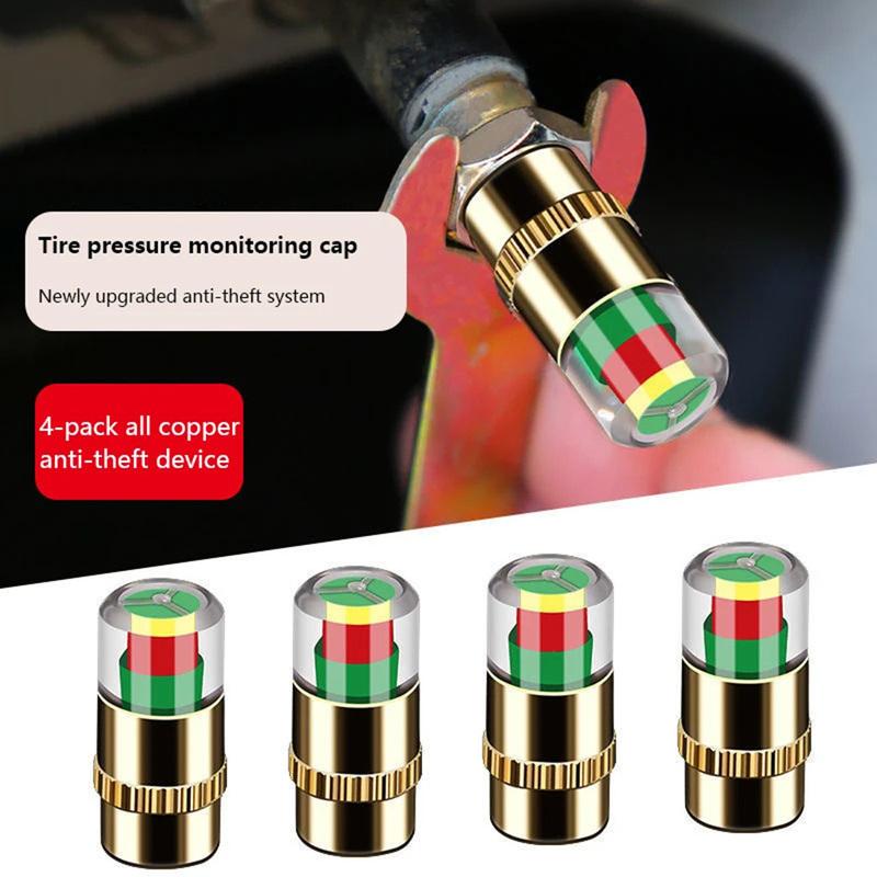 Metal Car Tire Pressure Monitor Set of 4 with Valve Stem Automatic Alerts and Easy to Read LCD Display for Vehicles