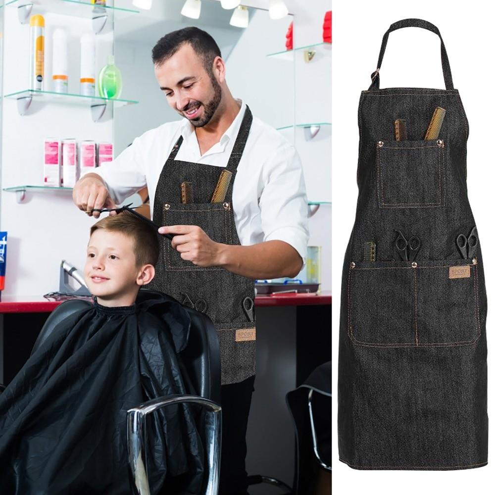 Waterproof Denim Apron Uniform with Pockets Barber Cloth Wrap Salon Working Clothes  Beauty Nails