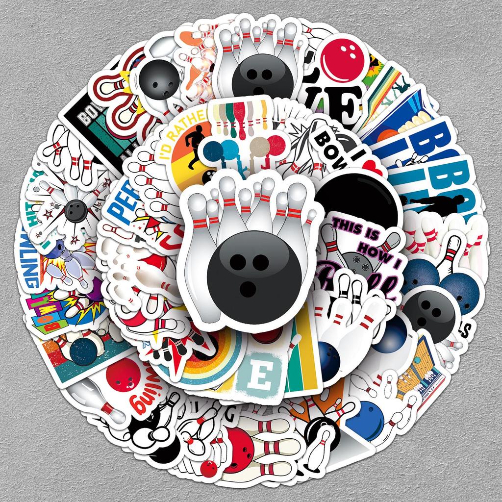 50pcs Waterproof Bowling Cartoon Stickers for Sports, Journaling, Skateboards, Computers, and Phones