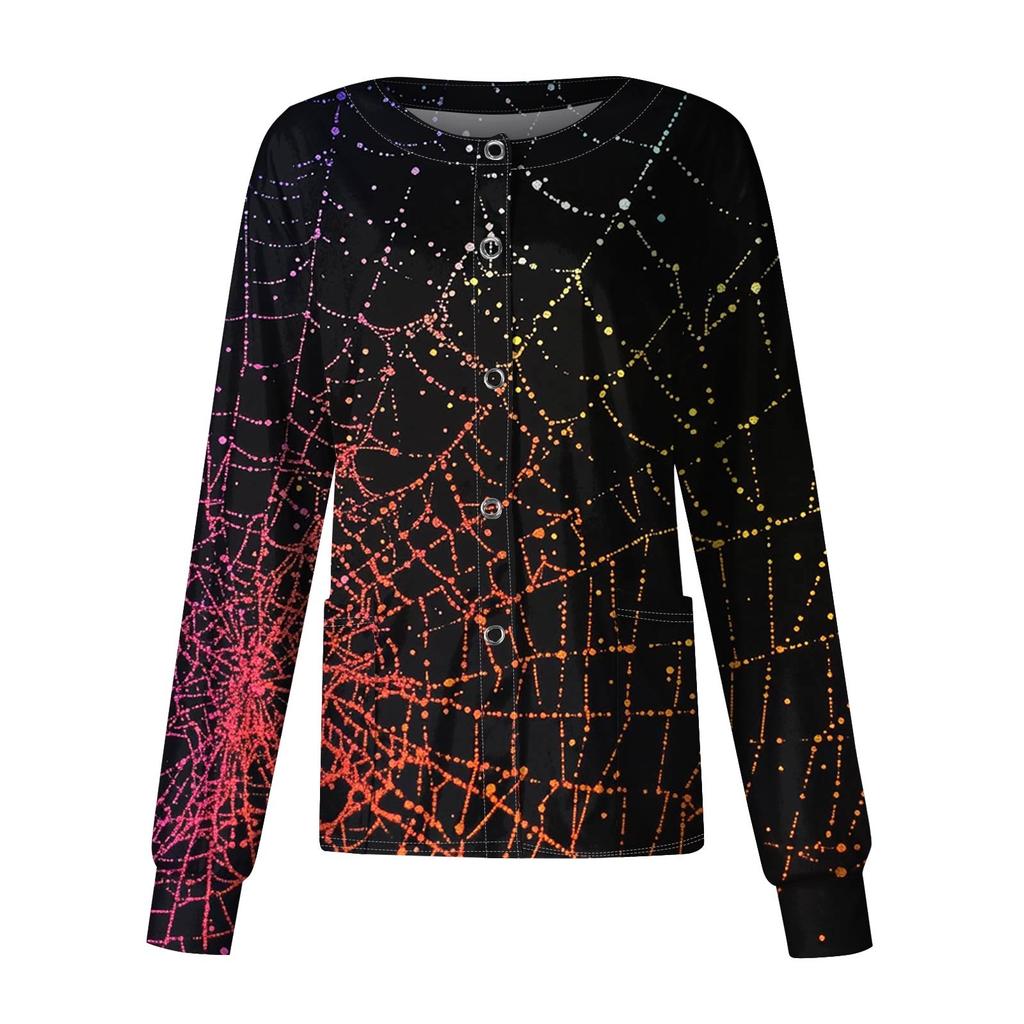 Dámské ležérní oblečení s dlouhým rukávem, jednořadové halloweenské oblečení s potiskem Cardigan Top oblečení Uniformy