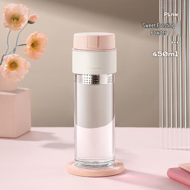 Wushengwu Leica Double-Layer Glass Tea Cup with Infuser, 500ml