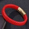 Bracelets de Mode Bijoux Bracelet en Cuir Tressé Rouge Bracelet Charm Acier Inoxydable Bijoux Bracelets Cadeau Homme