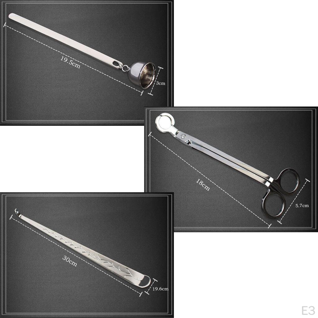 3-in-1 Edelstahl Kerzenzubehör-Set, , Dochtschneider für Liebesgeschenk