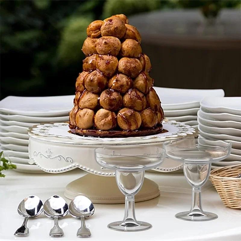 20Pcs Plastic Champagne Glasses Disposable Cocktail High Martini Glasses Flute Glasses Wedding Party Juice Drink Bar Cups
