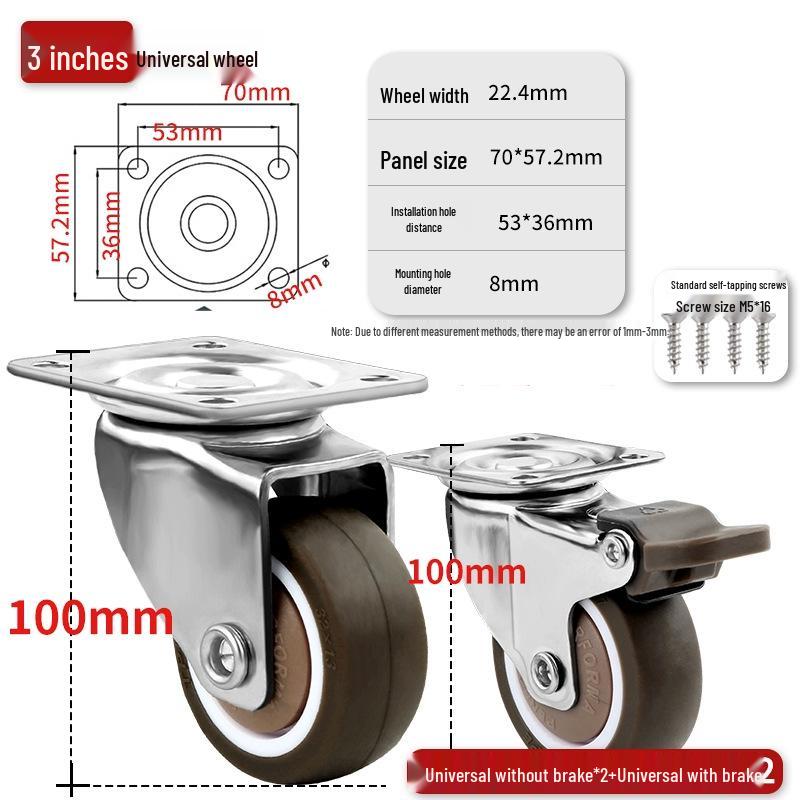 Ultra-Quiet Universal Small Trolley Load-Bearing Swivel Caster for Furniture