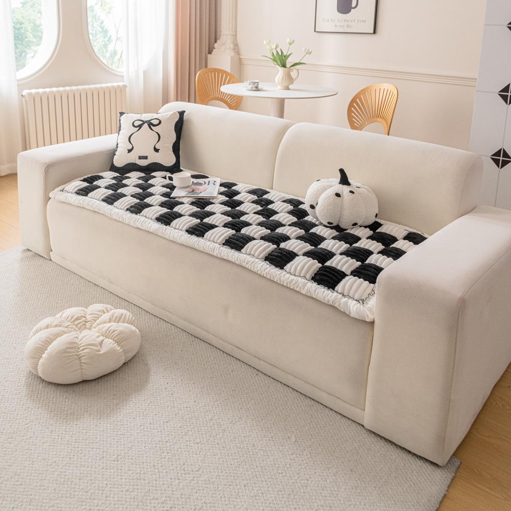 Flannel Sofa Cushion New Autumn And Winter Straight One-Piece Non-Slip Thickened Seat Cushion Cover Cover Cloth Towel