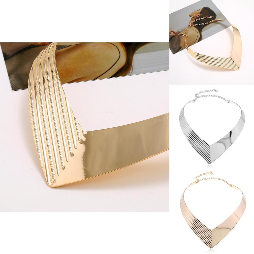 Fashion V Shaped Metal Women Collar Necklace With Geometric Design For Women