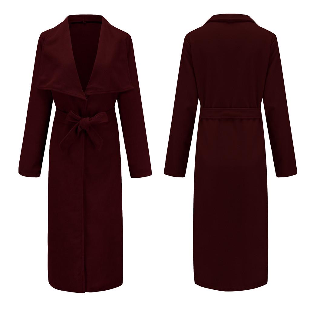 Womens Winter Lapel Button Long Trench Coat Jacket Ladies Overcoat Outwear