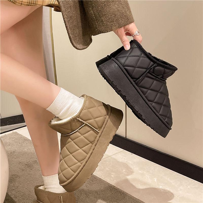 Fashion Leather Waterproof Platform Fleece-lined Women's Snow Boots Designer Luxury Fashion 2025 Winter Non Slip Round Toe Ladies Shoes