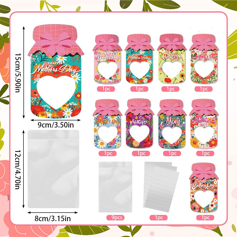 

9/18pcs Happy Mother s Day candy Cookie Bag Party Favor Drift Bottle shape DIY Packaging bag for the Best Mom Party Decoration 9pcs&as photo