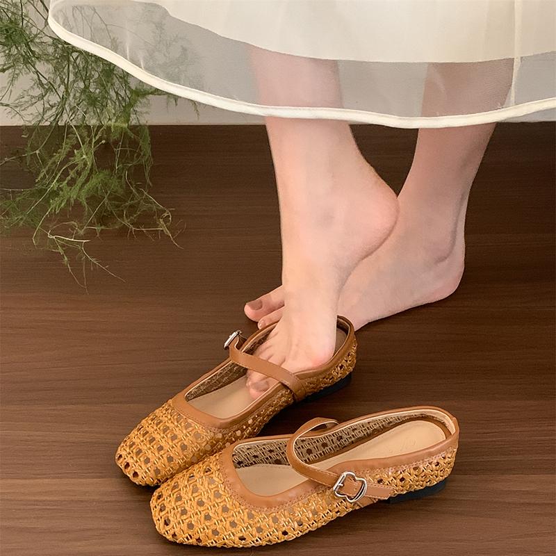 

Fashion Summers Cover Toe Weave Women Slippers Elegant Comfortable Slip On Slingback Mules Slides Shoes 35 коричневый