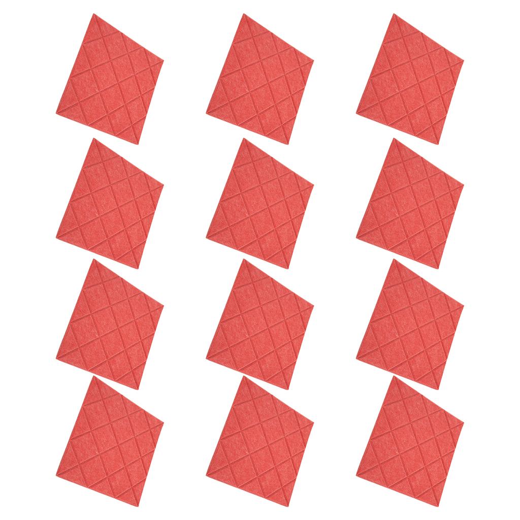 12Pcs Acoustic Panels Self Adhesive Red Sound Absorbing Dampening Panel for Office