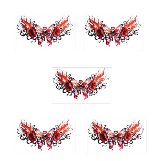 5 Sheets Colorful Butterfly Flower Tattoo Stickers, Waterproof Temporary Body Art, Hypoallergenic Floral Chest Back Decals for Women Girls