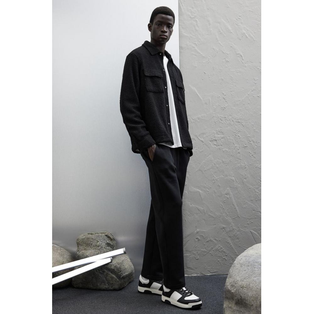 

H M Ribbed Jogger Pants Regular Fit Black XS