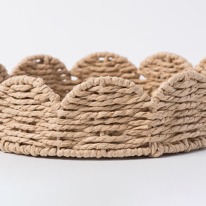 1Pc Paper Fruits Storage Basket Household Weave Vegetables High-capacity Snack Tray Paper Rope