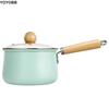 Cookware Non-stick Ceramic Glaze Milk Pot Wood Handle Mini Soup Pan with Lid Saucepan Porridge
