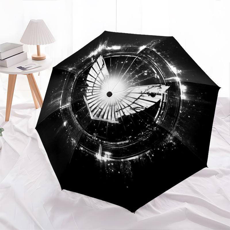 Shiny Wings  pattern, automatic folding umbrella, portable and foldable design, 8 ribs, a Christmas or birthday gift.