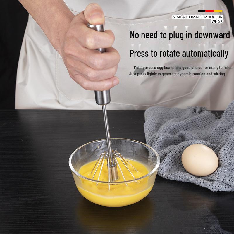 Stainless Steel Semi-Automatic Rotating Egg Beater and Mixer for Baking