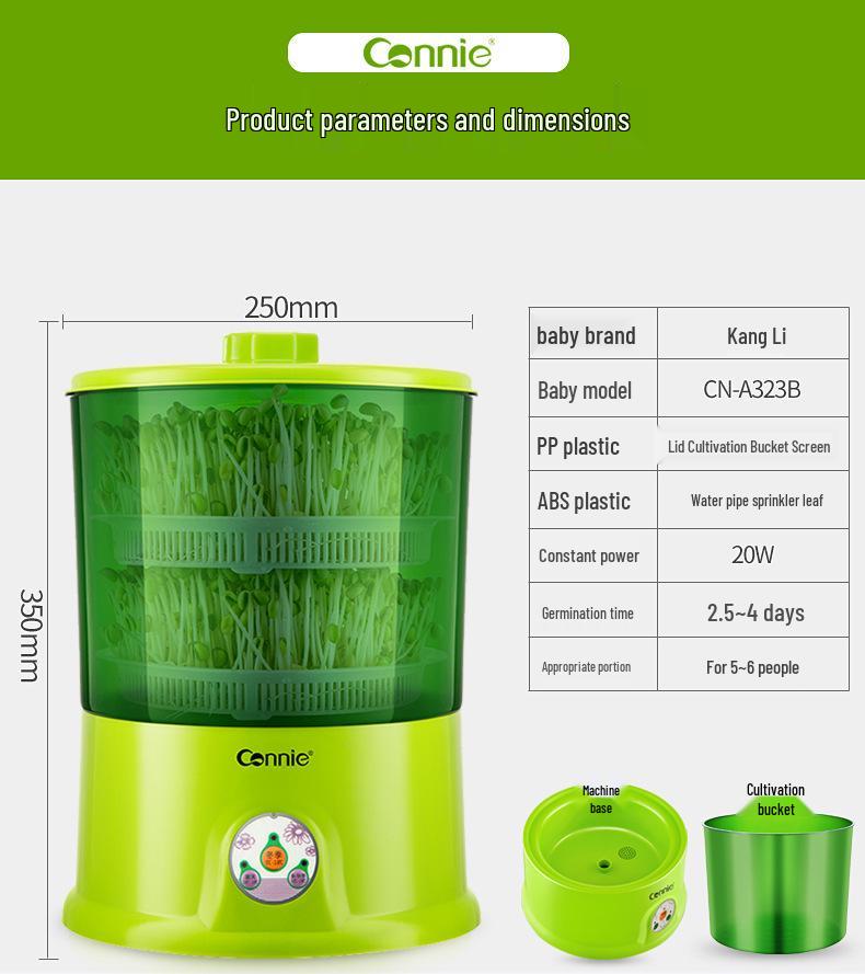 Smart Household Bean Sprout Machine: Large Capacity Self-Growing Bucket for Mung and Vegetable Sprouts