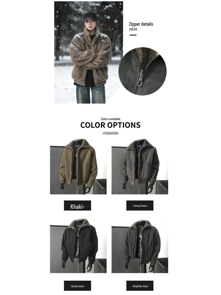 Reversible Golden Eagle Thick Stand-Collar Cotton Jacket - Trendy, Warm, Unisex Winter Coat