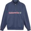 X Thisisneverthat Lettered Drop Shoulder Stand Collar Long Sleeve Sweatshirt Men Sweatshirt Navy-Blue A6XSX-AZ7