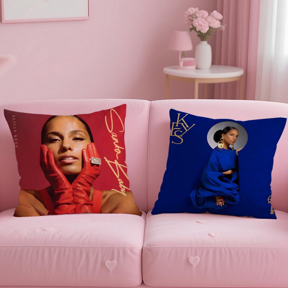 Alicia K-Keys Singer Cushion Cover Comfortable Reversible Pillow Cover Ideal For Car Sofa Bedroom & Beyond