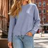 Women's Loose Fit Long Sleeve Neck Sweatshirt with Hem Drop Shoulder Color Pullover
