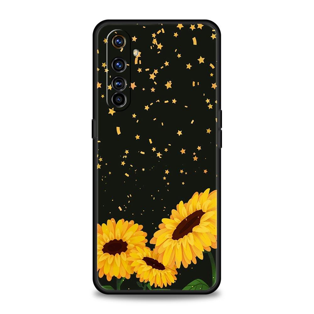 Soft TPU Case For Realme C67 C63 C55 C53 C25 C21 10 11 12 13 GT 2 3 5 Pro Plus 5G Phone Cover Summer Sunflower Floral Flower Bag