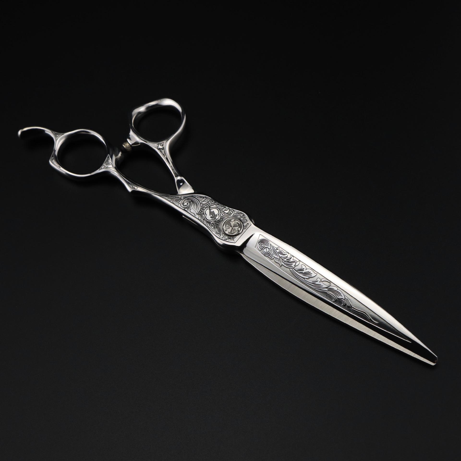 6.0 Mizutani Damascus Pattern Hairdressing & Barber Scissors, Straight Shears for Bangs