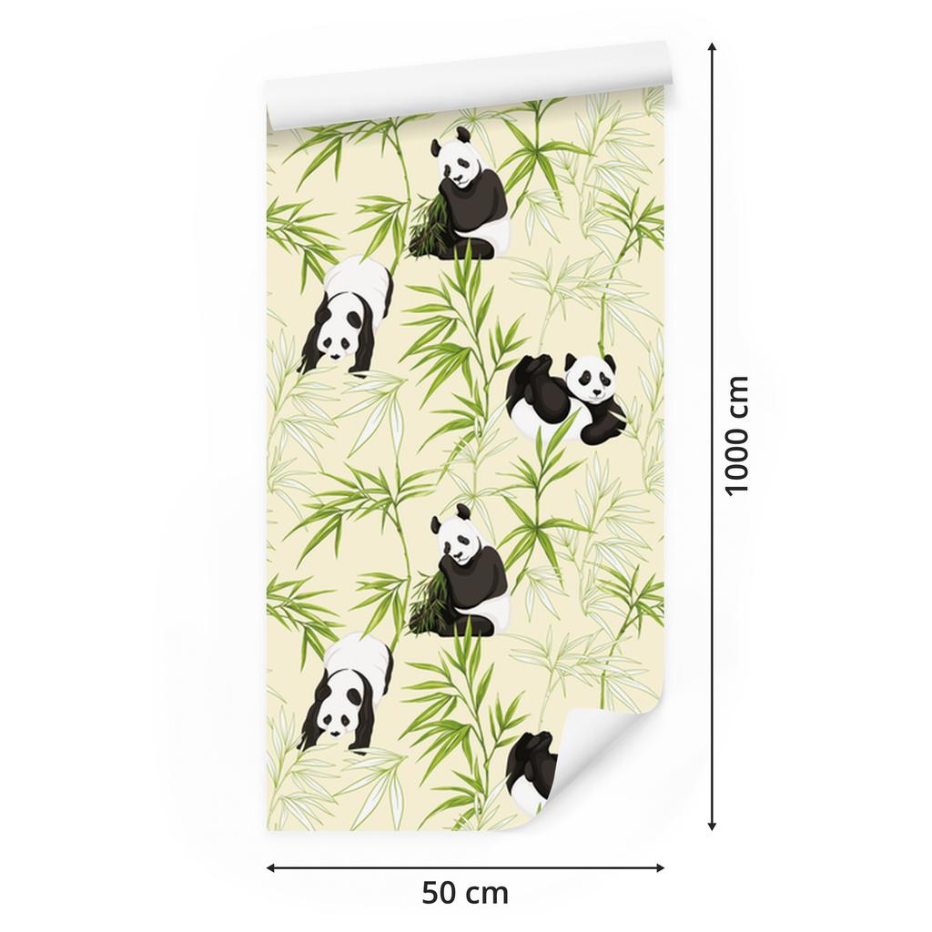 Pandas and plants wallpaper for living room and bedroom 50x1000