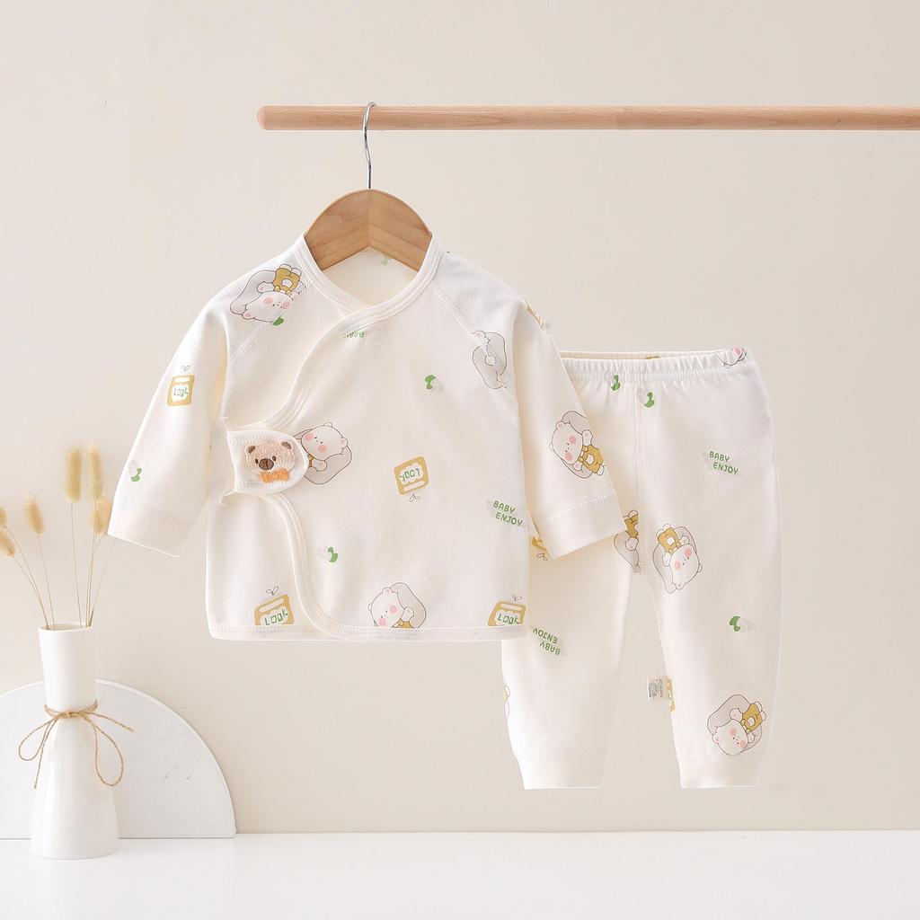 Set Kimono Top și Pantaloni Bumbac Pur Patru Anotimpuri pentru Nou-născuți