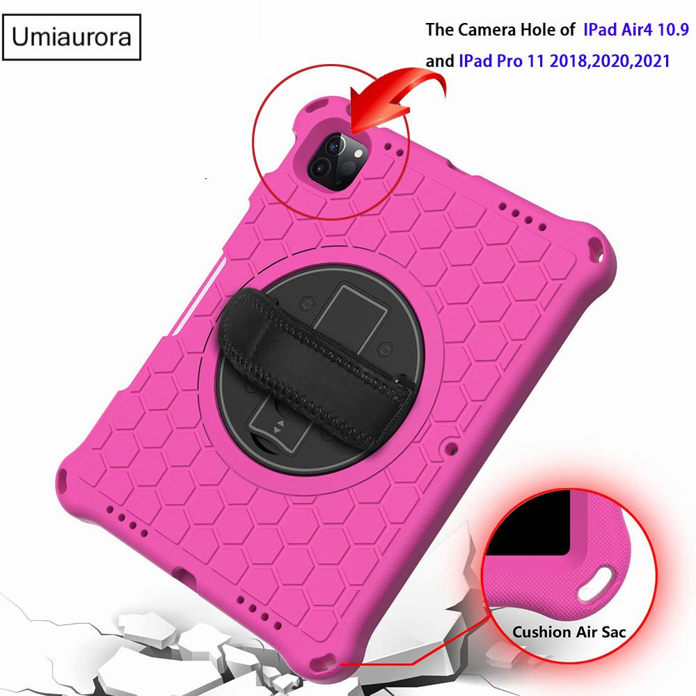360 Rotate Hand Strap Case For IPad Mini 5 6 Air 2 3 4 10.9 9.7 7th 8th 9th Gen 10.2 Pro 11 Kids Eva Shockproof Cover