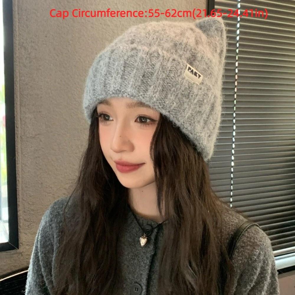 Warm Winter Hat Thickened Knitted Beanies Cute Ear Protection Hat for Women