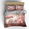 White Horse Floral Art Set For Decor Soft Comfortable Duvet Cover Bedding Set Included 1*Duvet Cover & 2*Pillowcases, Gift