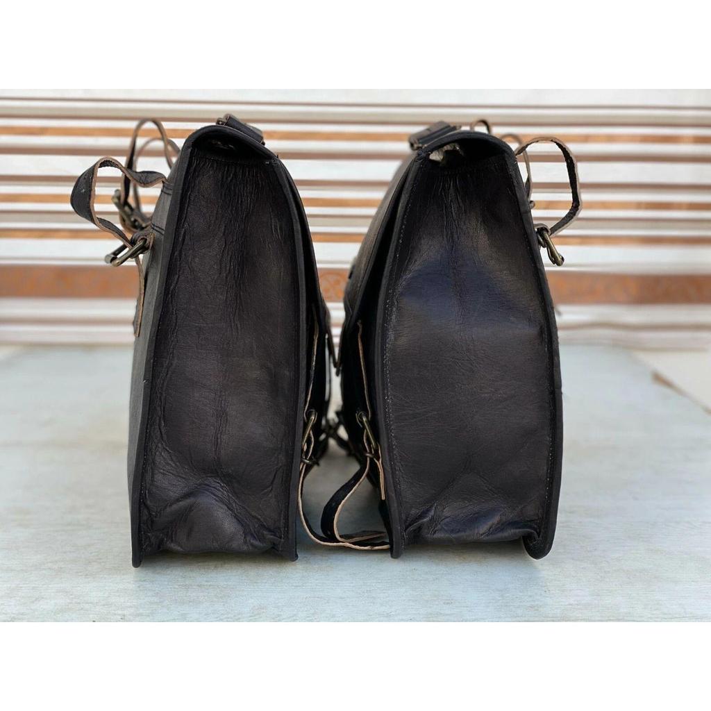 Motorcycle Leather Saddlebags Panniers Pouch Side