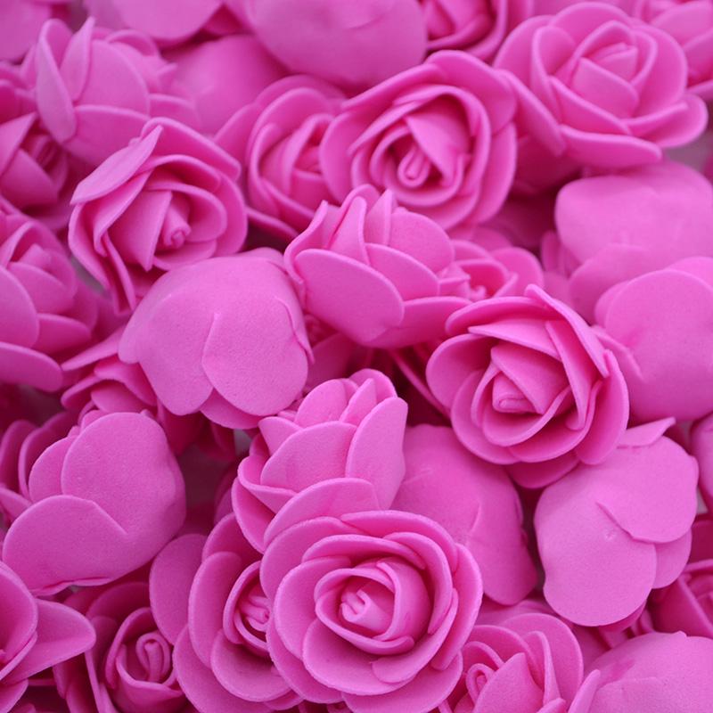 50Pcs/lot 3.5cm PE Foam Rose Head Artificial Rose Flowers Home Garden Decorative Wreath Supplies Wedding Event Party Decoration