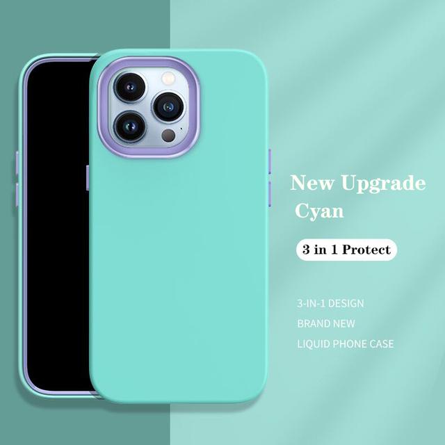 Original Liquid Silicone 3 In 1 Shockproof Armor Case For Iphone 12 13 Mini 11 Pro Xs Max X Xr Se3 7 8 6s Plus Se2 Soft Bumper