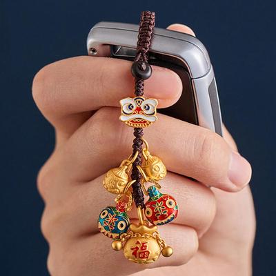 Fortune God Keychain Dragon Year Decorations Accessories Auspicious Alloy Traditional Cute