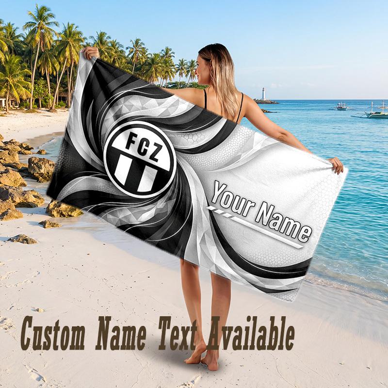 FC Zürich Design Beach Towel Custom Text Large Towel for Beach Vacation