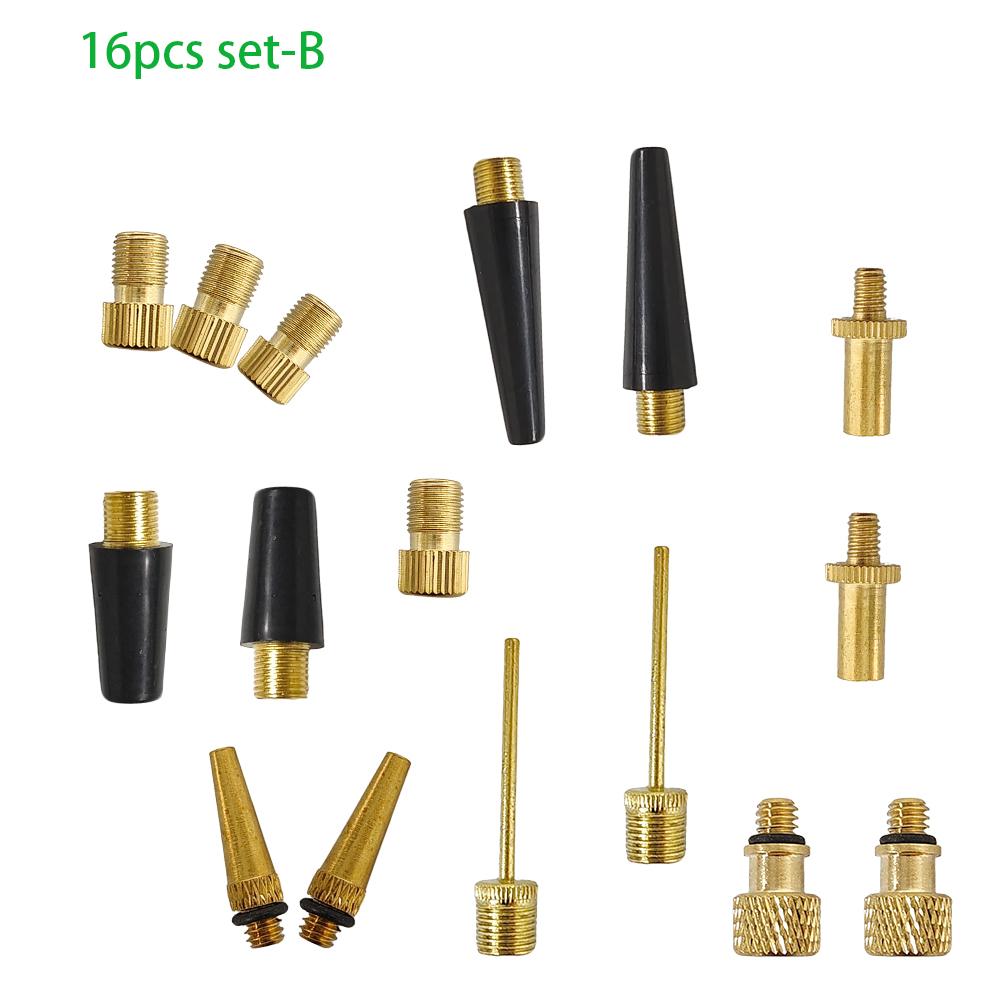 16pcs Bicycle Tire Inflatable Tube Needle Air Hose Adapter Kits Bike Repair Tools Connector Pump Bike Tyre Accessories
