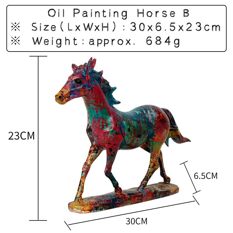 Creative Resin Graffiti Art Horse Sculpture Decoration Paint Colorful Animal Statue Home Living Room Ornament Office Desk Crafts